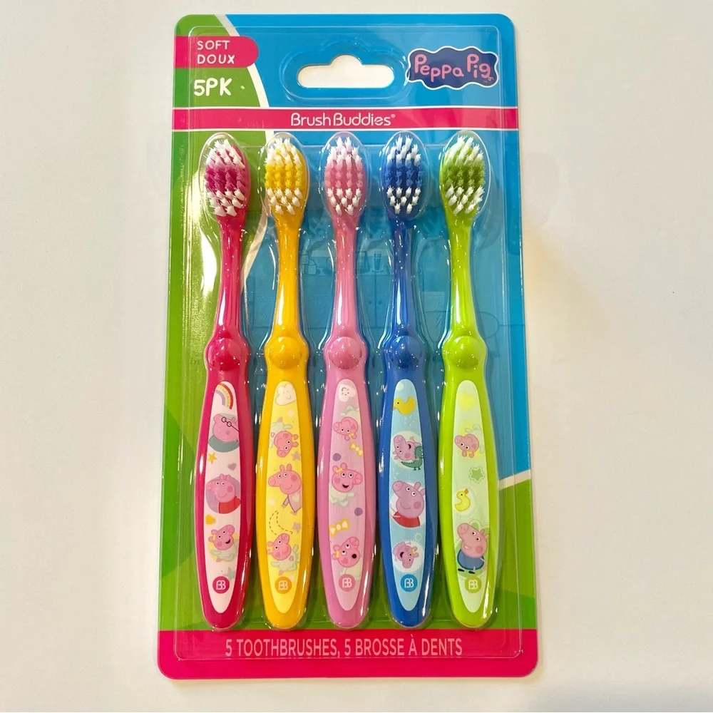 Peppa Pig Kids Toothbrush BrushBuddies 5-Pack - Brand New and Sealed